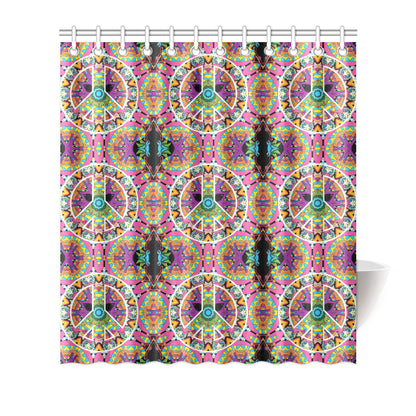 Peace Sign Pattern Print Design A03 Shower Curtain