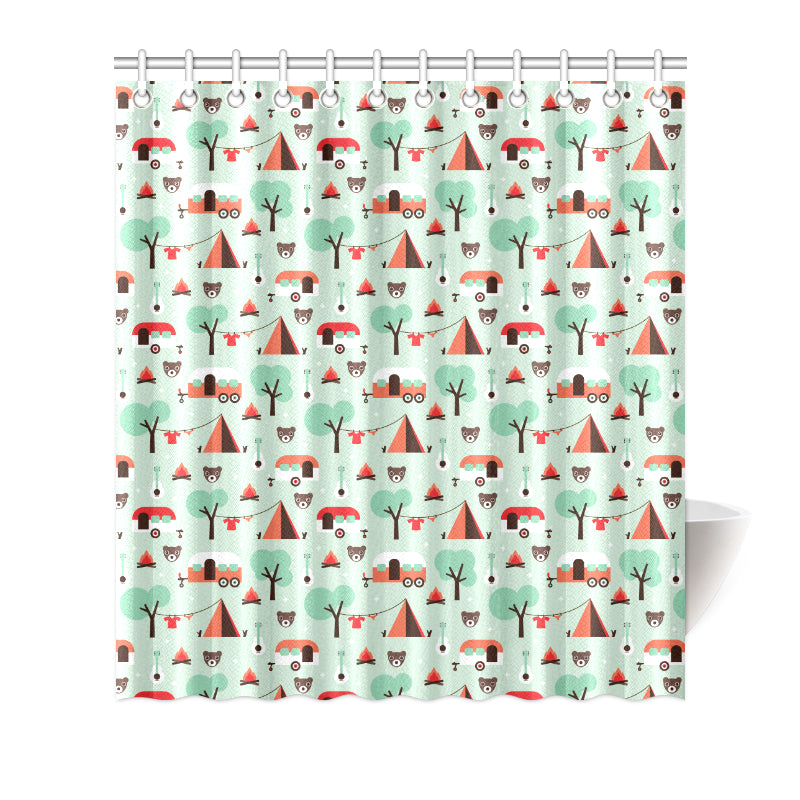 Camper Tent Pattern Print Design 01 Shower Curtain
