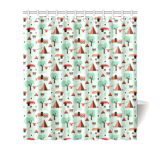 Camper Tent Pattern Print Design 01 Shower Curtain