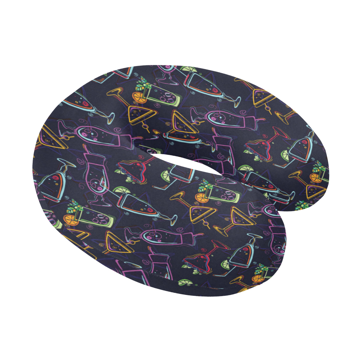 Cocktail Pattern Print Design 04 U-Shaped Travel Neck Pillow