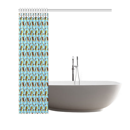 Hello Sea Turtle Print Pattern Shower Curtain