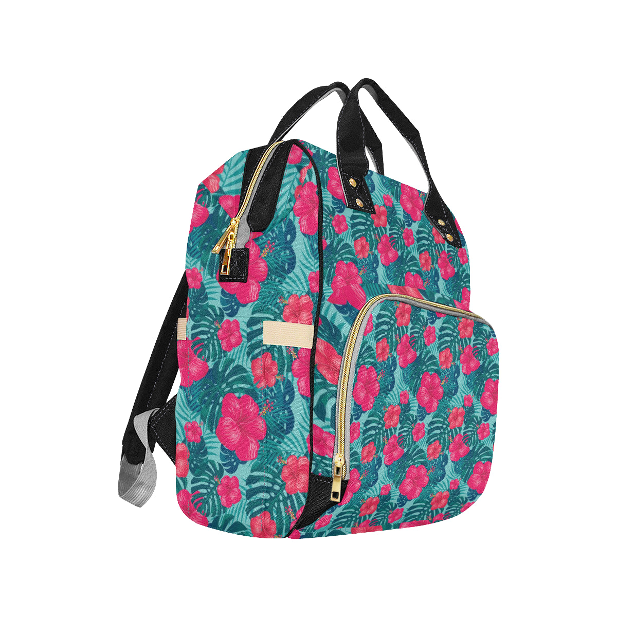 Red Hibiscus Pattern Print Design HB017 Diaper Bag Backpack
