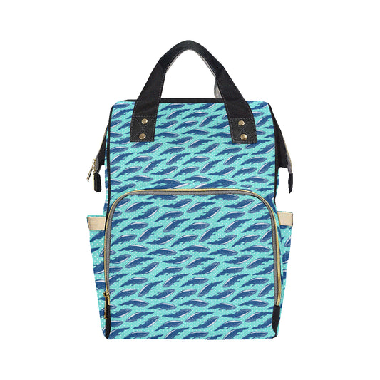 Whale Polka Dot Design Themed Print Diaper Bag Backpack