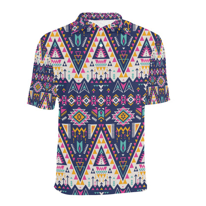 Pink Tribal Aztec native american Men Polo Shirt