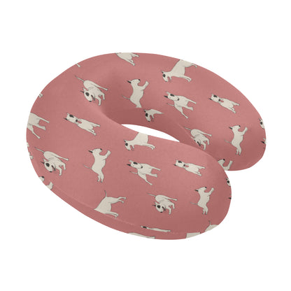 Bull Terriers Pattern Print Design 09 U-Shaped Travel Neck Pillow