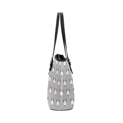 Bull Terrier Head Print Pattern Leather Tote Bag