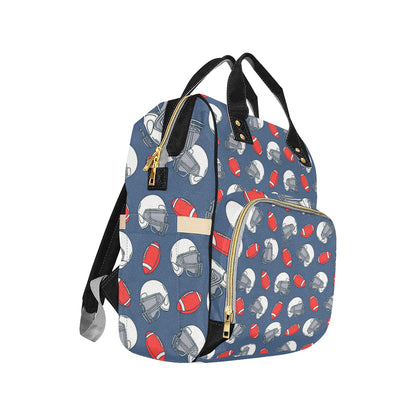 American Football Helmet Design Pattern Diaper Bag Backpack