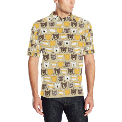 Bear PatchworkPattern Print Design 01 Men Polo Shirt