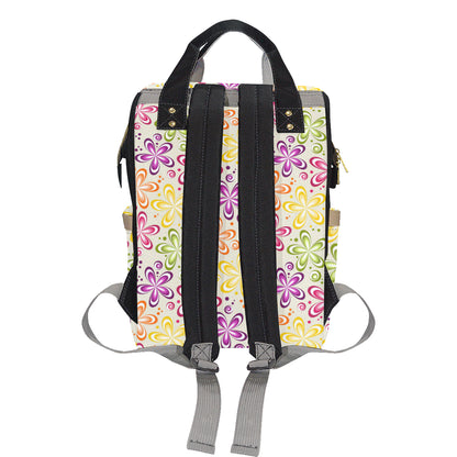Flower Power Colorful Design Print Diaper Bag Backpack