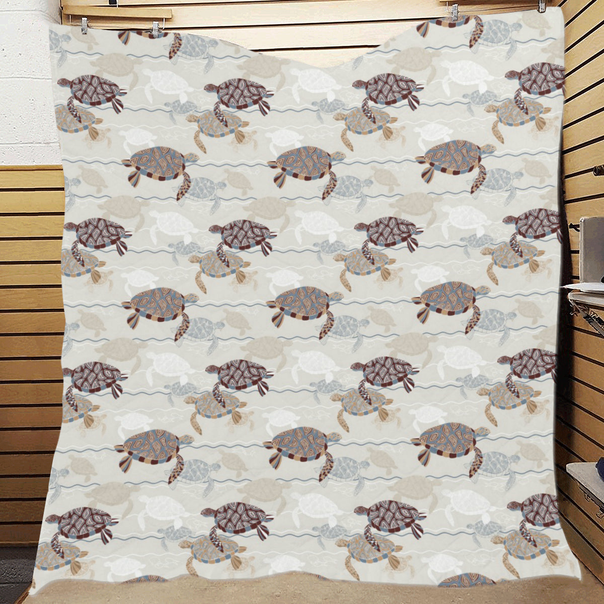 Sea Turtle Pattern Print Design T07 Premium Quilt