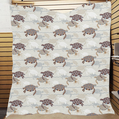 Sea Turtle Pattern Print Design T07 Premium Quilt