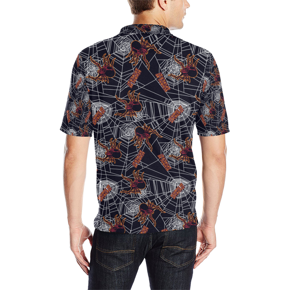Tarantula Spiderwebs Pattern Print Design 01 Men Polo Shirt