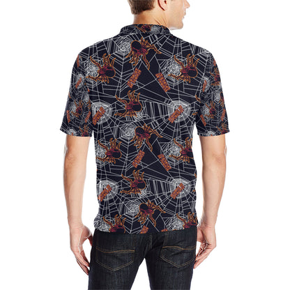 Tarantula Spiderwebs Pattern Print Design 01 Men Polo Shirt