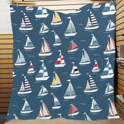 Sailing Ships Pattern Print Design A04 Premium Quilt