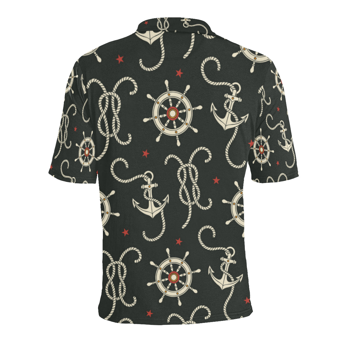 Nautical Anchor Pattern Men Polo Shirt