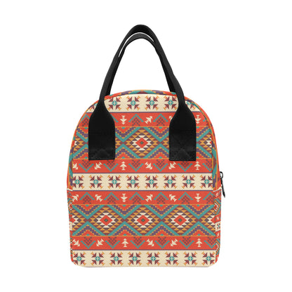 Aztec Red Print Pattern Insulated Lunch Bag