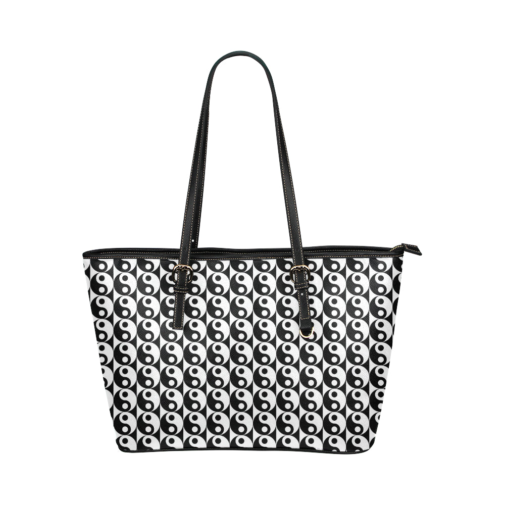 Yin Yang Classic Pattern Design Print Leather Tote Bag