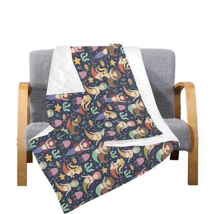 Mermaid Cartoon Pattern Print Design 03 Premium Quilt