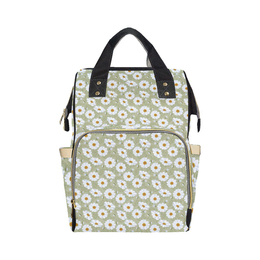 Daisy Yellow Print Pattern Diaper Bag Backpack