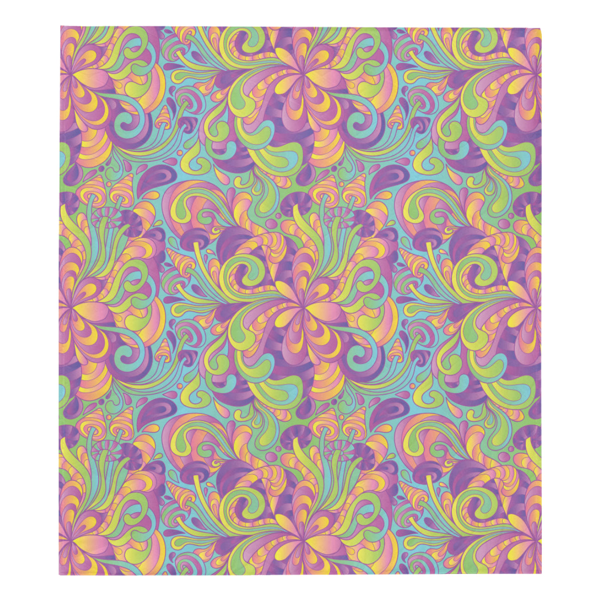 Psychedelic Mushroom Pattern Print Design A05 Premium Quilt