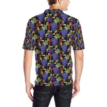 Grape Pattern Print Design GP05 Men Polo Shirt