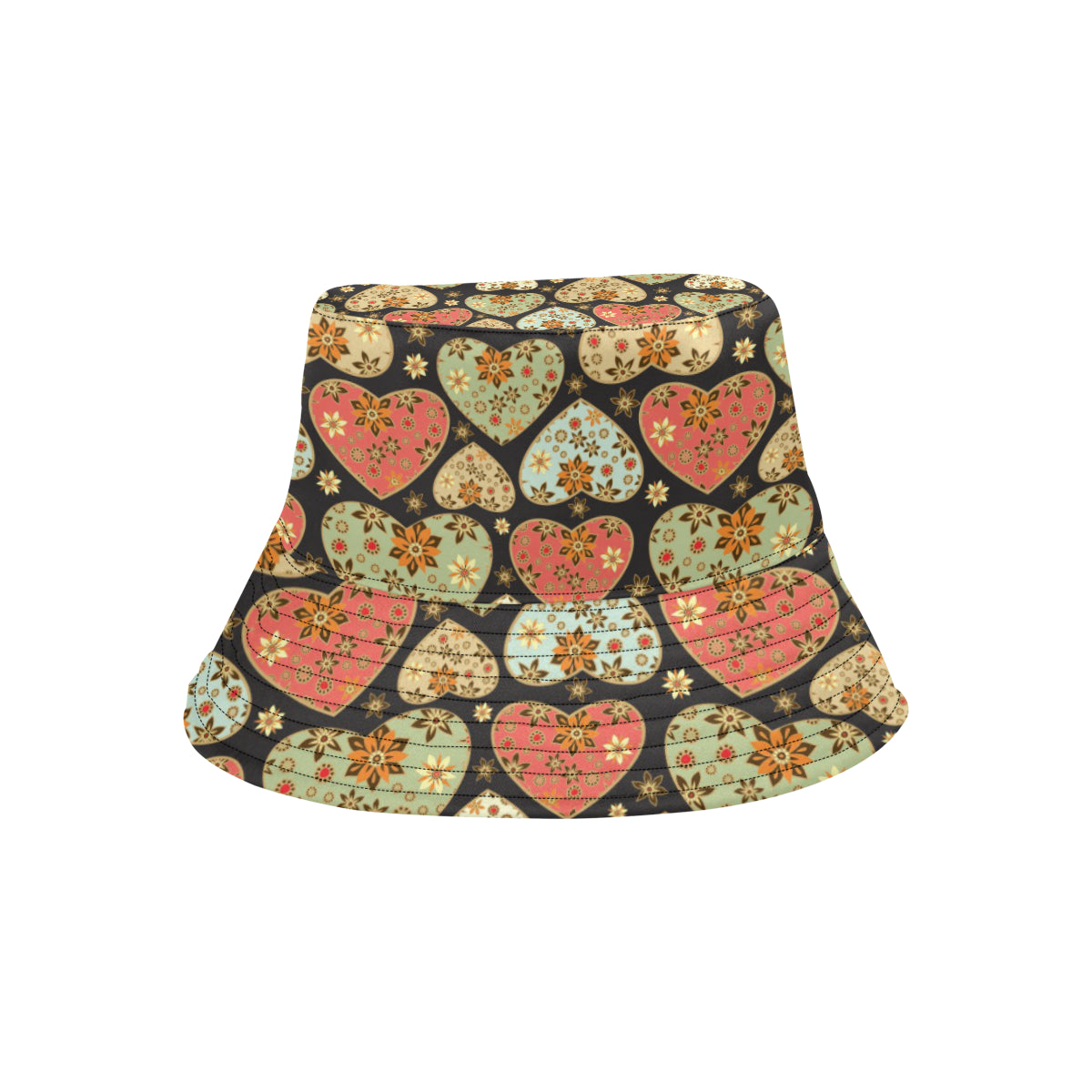 Heart Boho Pattern Print Design HE04 Unisex Bucket Hat