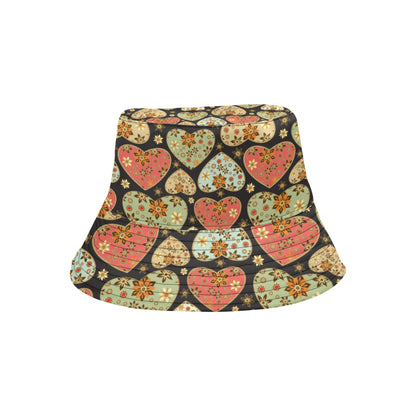Heart Boho Pattern Print Design HE04 Unisex Bucket Hat