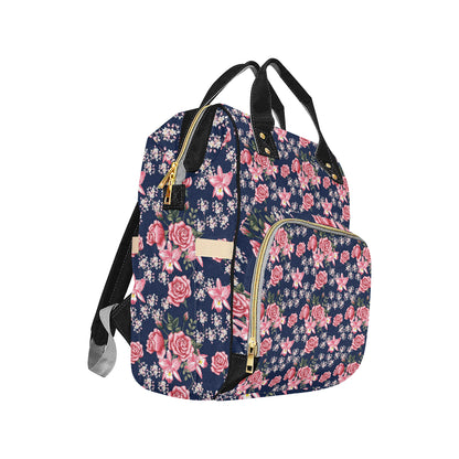 Rose Pattern Print Design A05 Diaper Bag Backpack