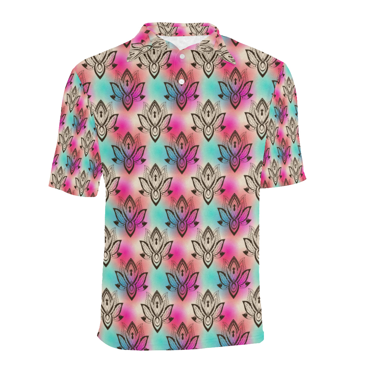 lotus Boho Pattern Print Design LO02 Men Polo Shirt
