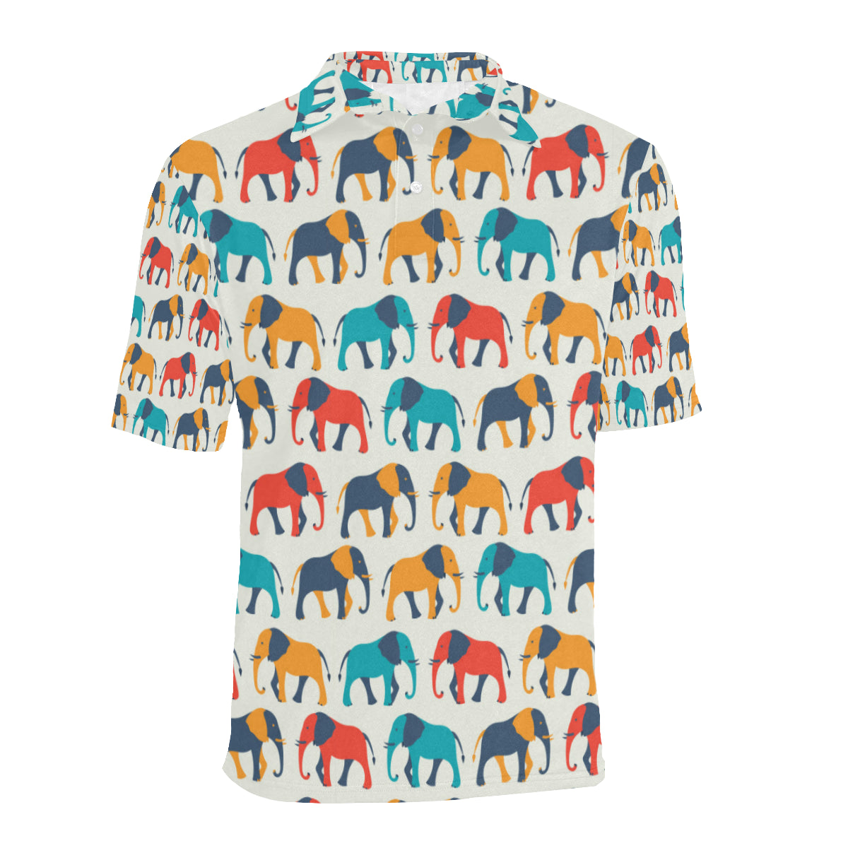 Elephant Colorful Print Pattern Men Polo Shirt
