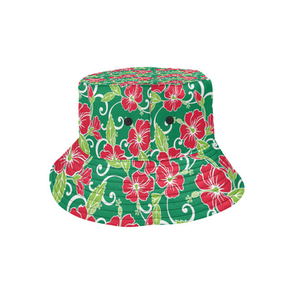 Red Hibiscus Pattern Print Design HB019 Unisex Bucket Hat