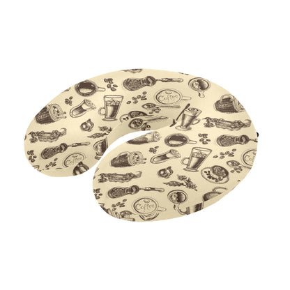 Coffee Pattern Print Design 05 U-Shaped Travel Neck Pillow