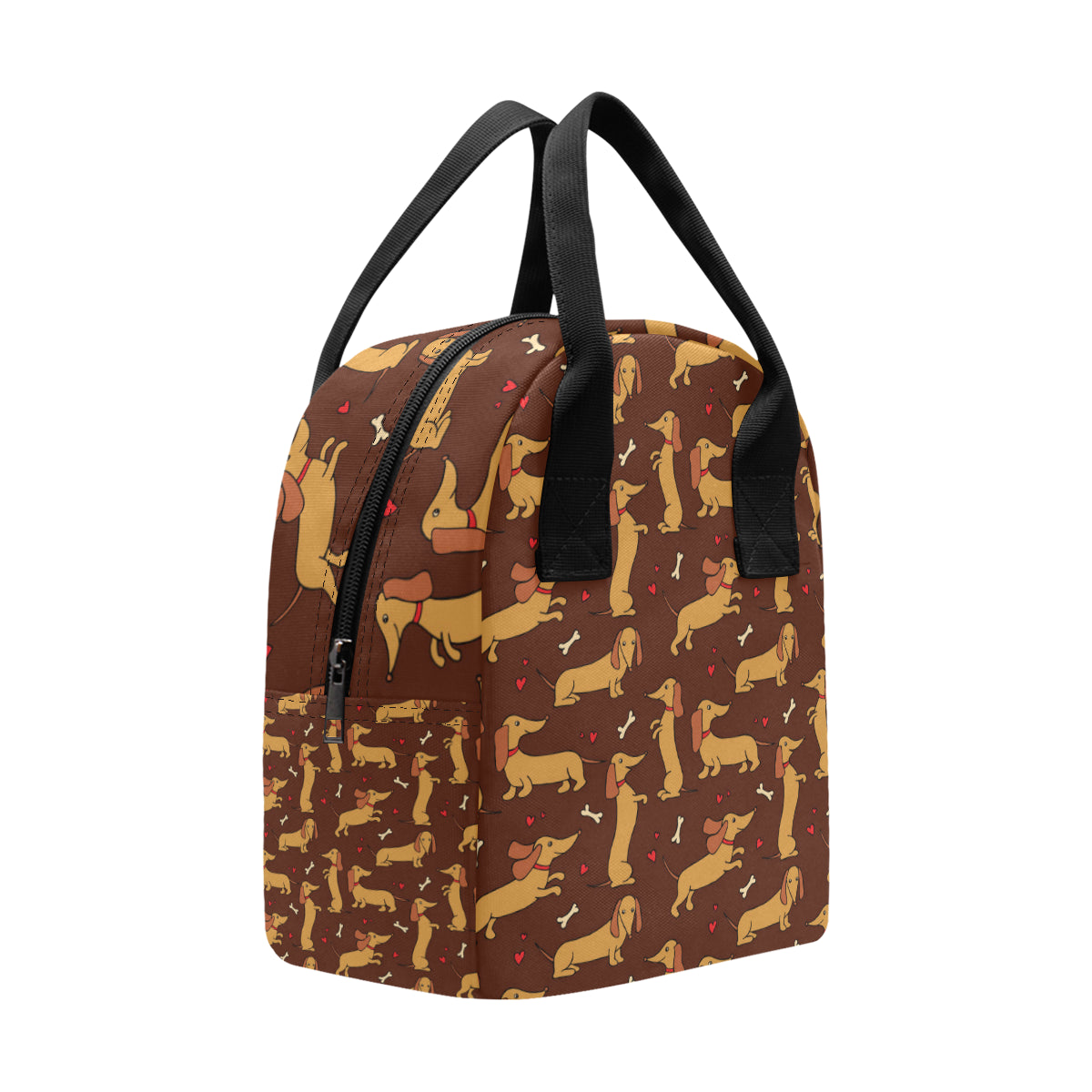 Dachshund Happy Print Pattern Insulated Lunch Bag
