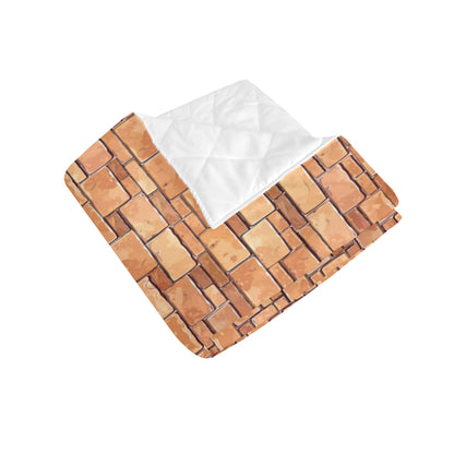 Brick Pattern Print Design 01 Premium Quilt