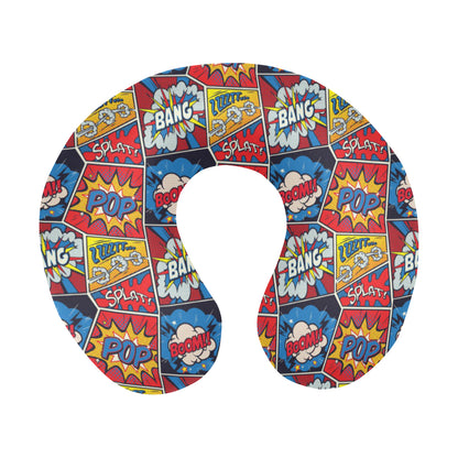 Comic Book Pattern Print Design 03 U-Shaped Travel Neck Pillow