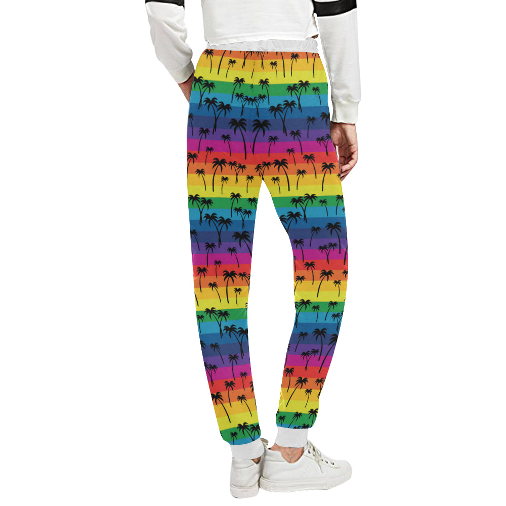 Palm Tree Rainbow Themed Print Unisex Sweatpants