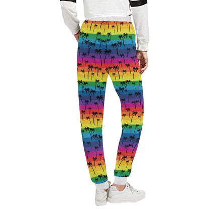Palm Tree Rainbow Themed Print Unisex Sweatpants