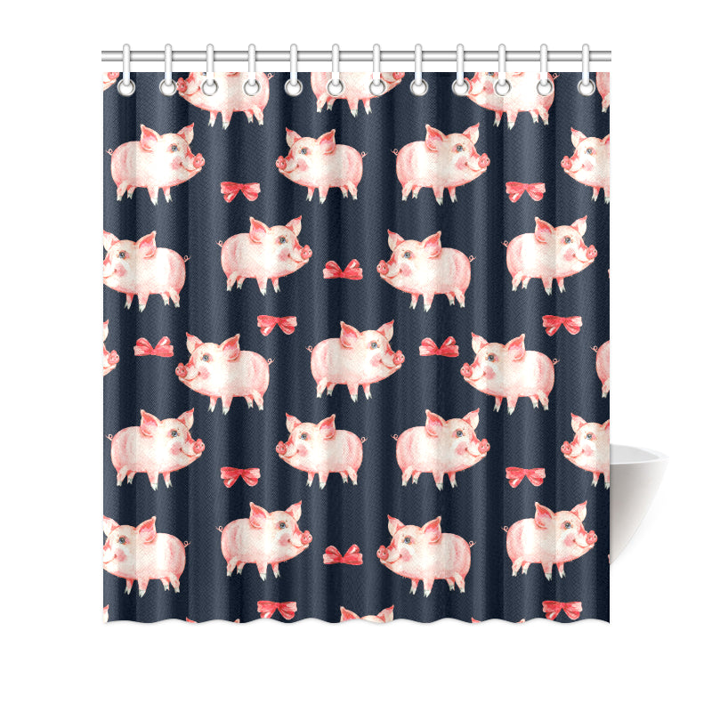 Pig Cute Pattern Print Design 02 Shower Curtain