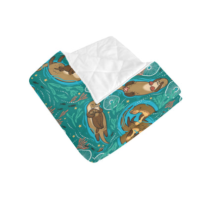 Sea Otter Pattern Print Design 01 Premium Quilt