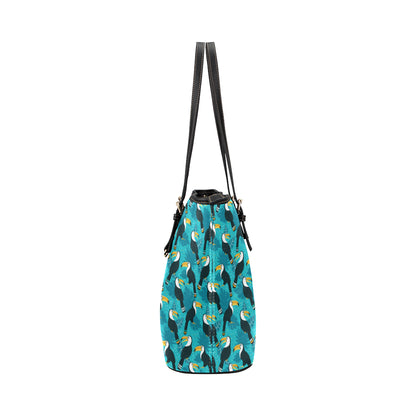 Toucan Parrot Pattern Print Leather Tote Bag