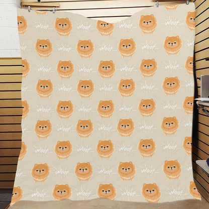 Pomeranians Pattern Print Design A04 Premium Quilt