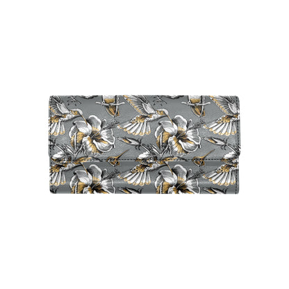 Hummingbird Pattern Print Design 02 Women's Trifold Wallet