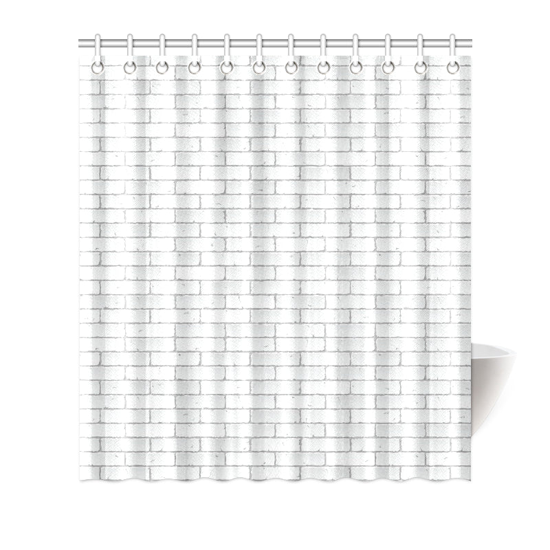 Brick White Pattern Print Design 03 Shower Curtain