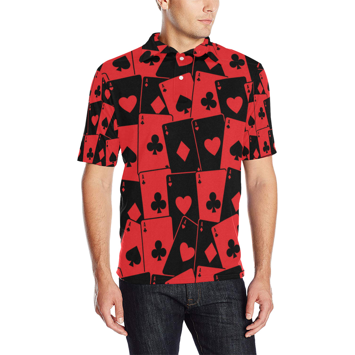 Poker Cards Pattern Print Design A01 Men Polo Shirt