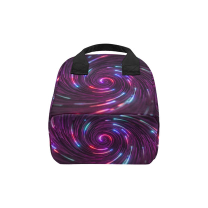 Vortex Twist Swirl Purple Neon Print Insulated Lunch Bag