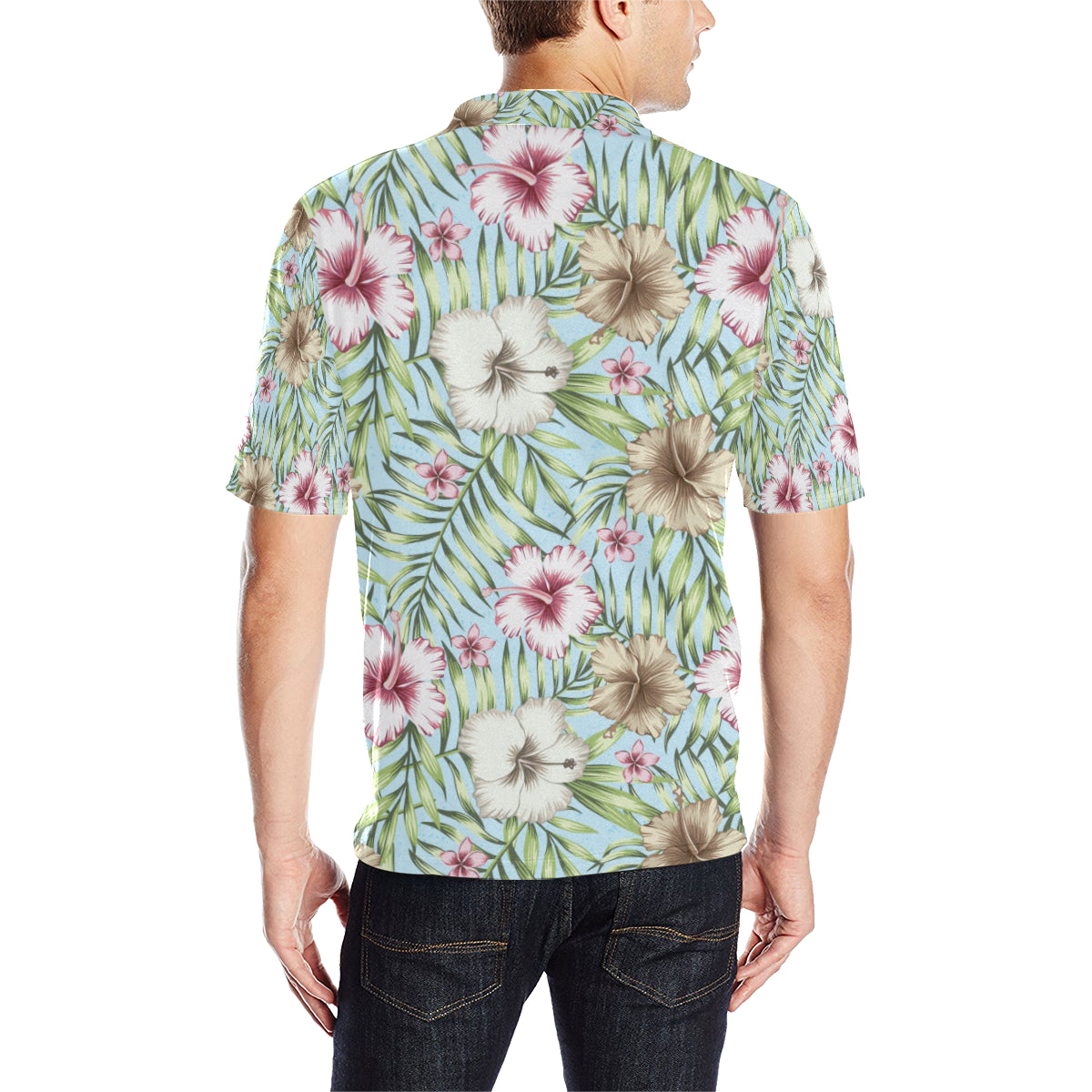 Tropical Flower Pattern Print Design TF05 Men Polo Shirt