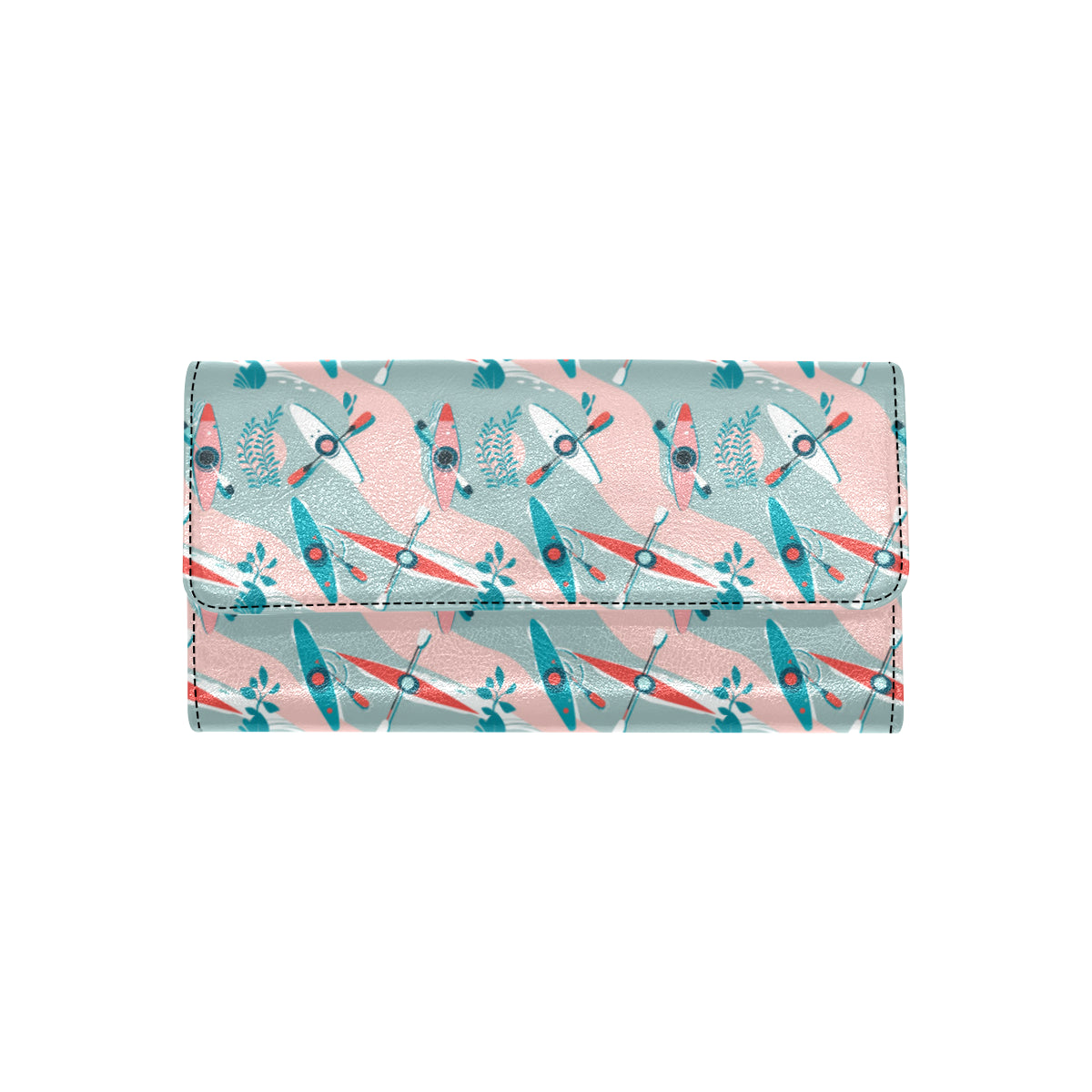 Kayak Pattern Print Design 05 Women's Trifold Wallet