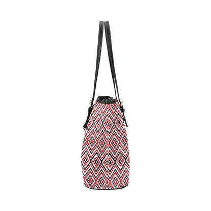 Native American Themed Tribal Print Leather Tote Bag