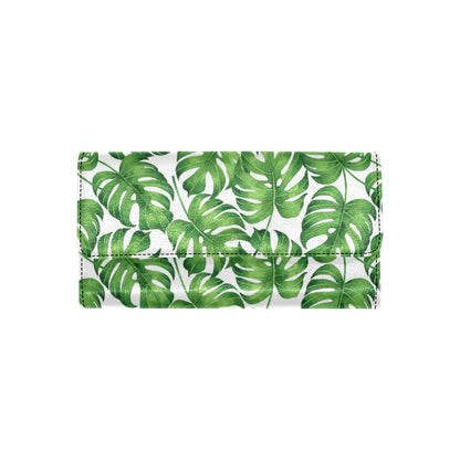 Palm Leaves Pattern Print Design PL08 Women's Trifold Wallet