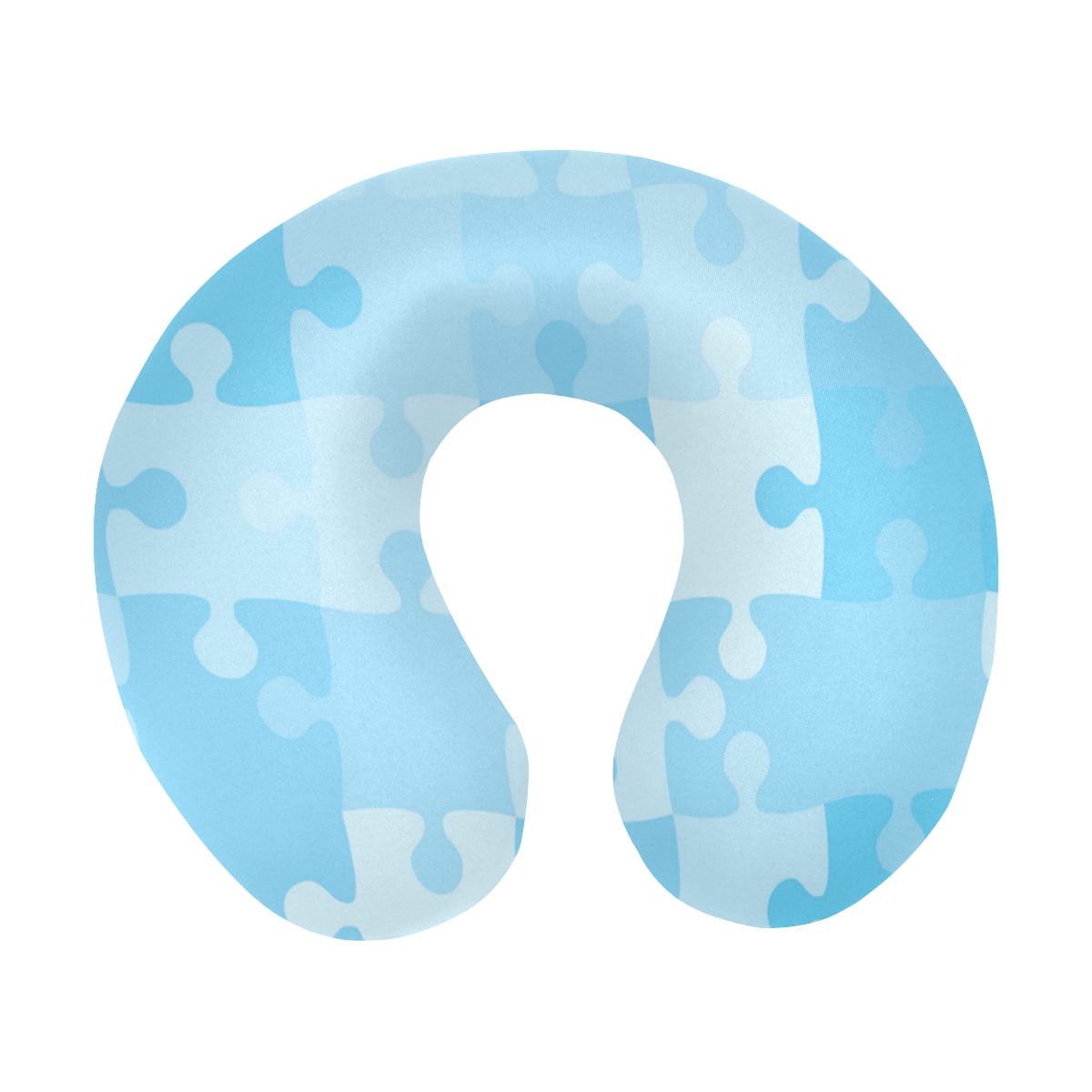 Puzzle Blue Pattern Print Design A04 U-Shaped Travel Neck Pillow